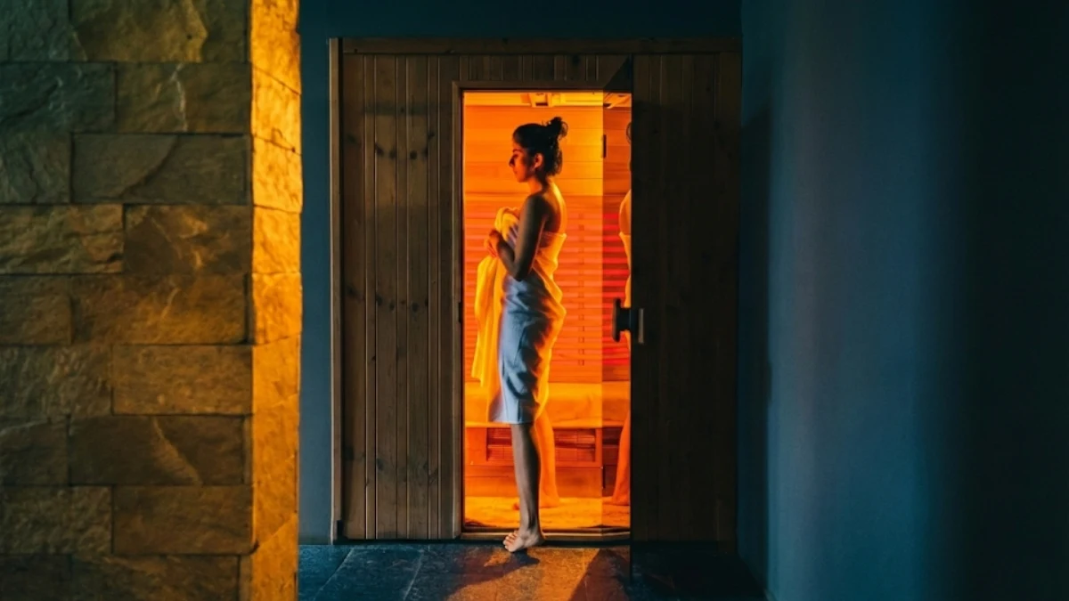 Guest relaxing in infrared sauna