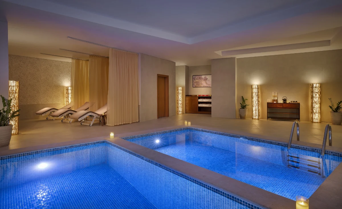 Luxurious thermal spa facilities with multiple therapy options.