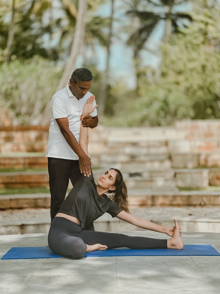 One-on-one yoga instruction tailored to individual level